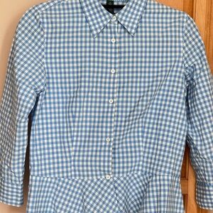 Ralph Lauren Blue and White Gingham Blouse